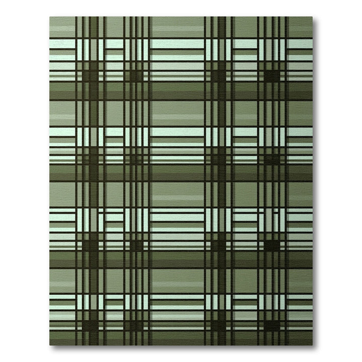 Olive Green Plaid Geometric Grid Rug