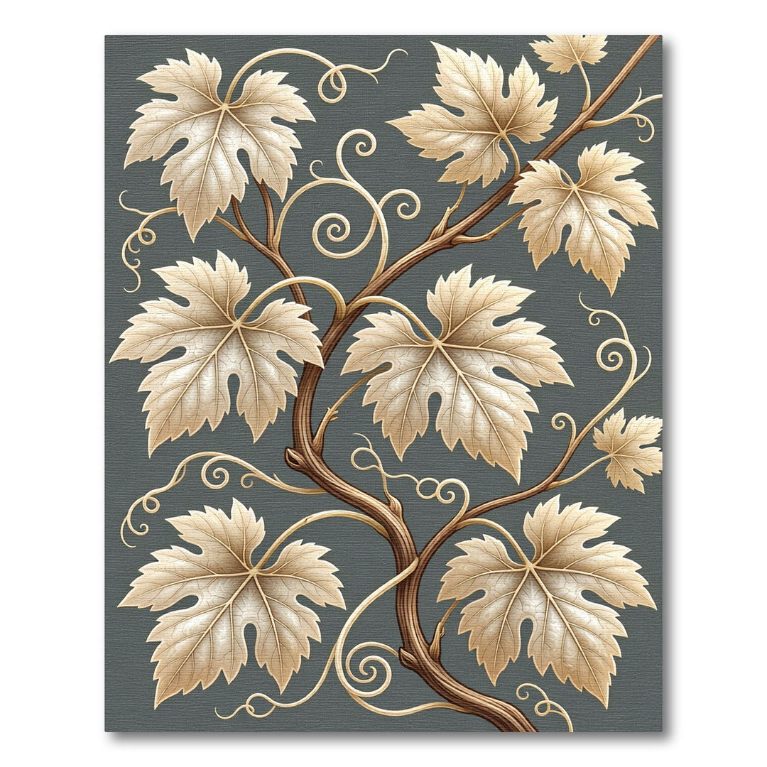 Antique Golden Leaf Vine Swirl Rug