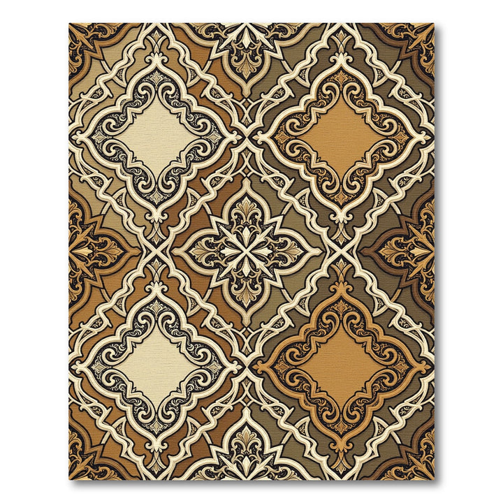 Earthy Medallion Arabesque Floral Layout Rug