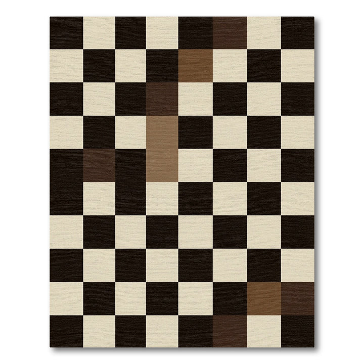 Checkerboard Brown Beige Squares Rug