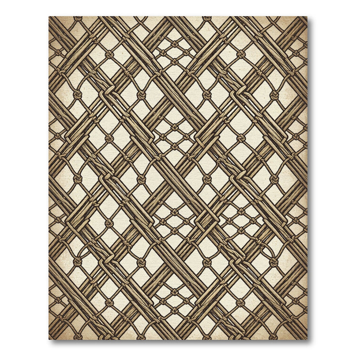Rustic Woven Bamboo Diamond Rug