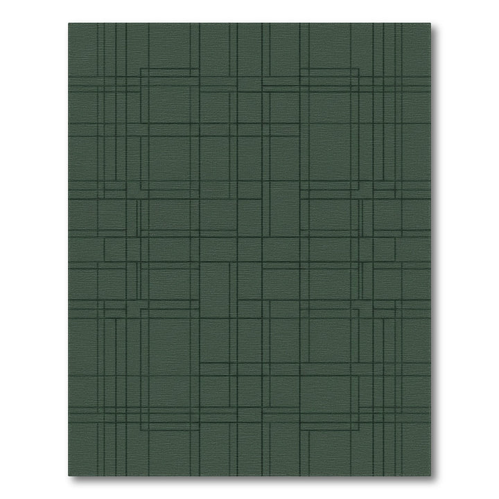 Deep Forest Green Geometric Lines Rug