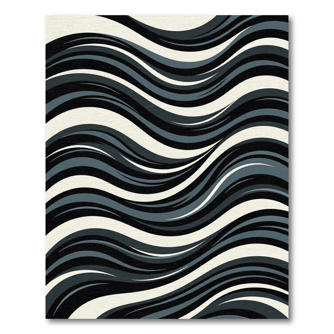 Monochrome Abstract Wave Rug