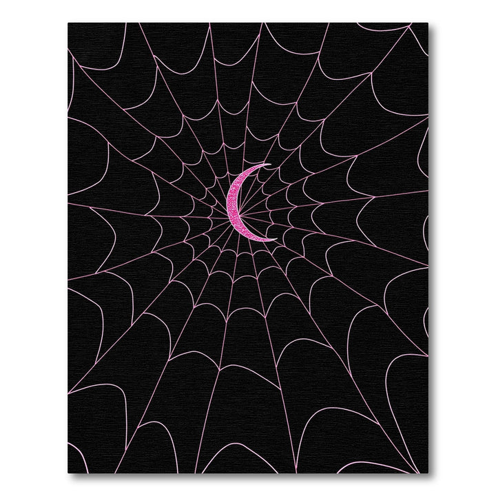 Pink Spiderweb Glitter Crescent Moon Rug