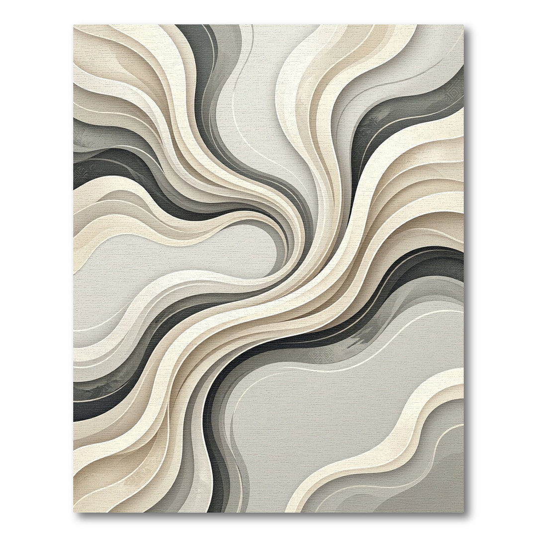 Elegant Swirling Beige Abstract Rug