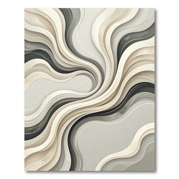Elegant Swirling Beige Abstract Rug