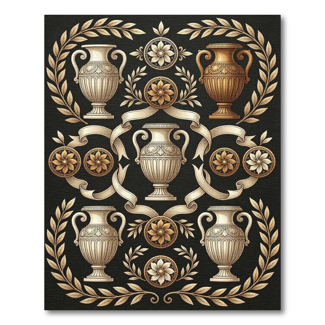 Golden Laurel Vase Ornamental Rug