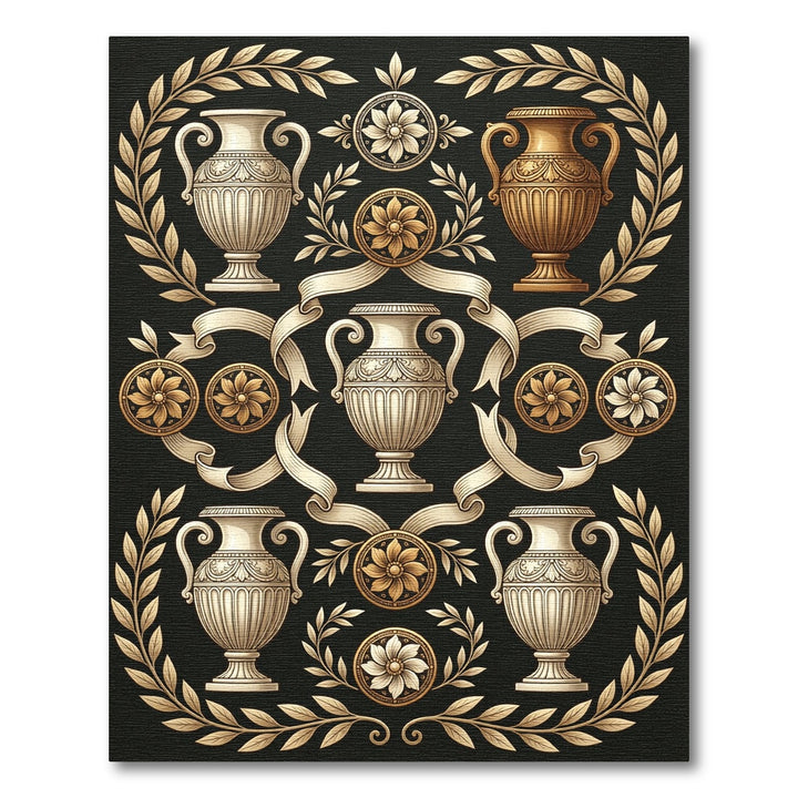 Golden Laurel Vase Ornamental Rug