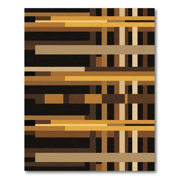 Geometric Golden Brown Stripe Composition Rug