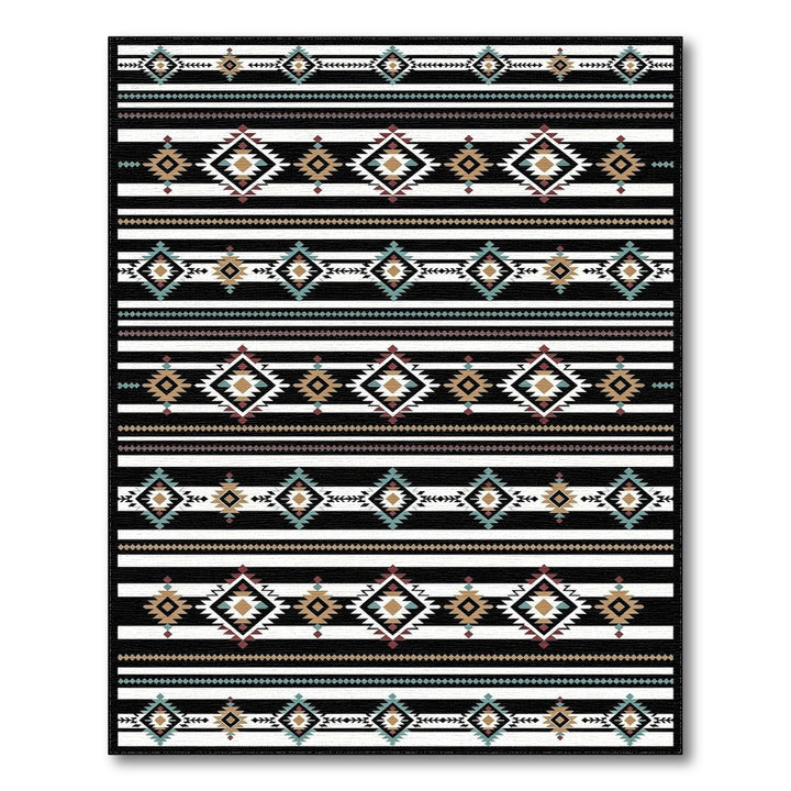 Black White Heritage Tribal Area Rug