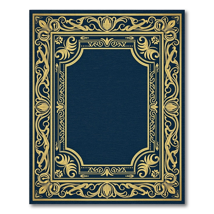 Elegant Gold Baroque Floral Frame Rug