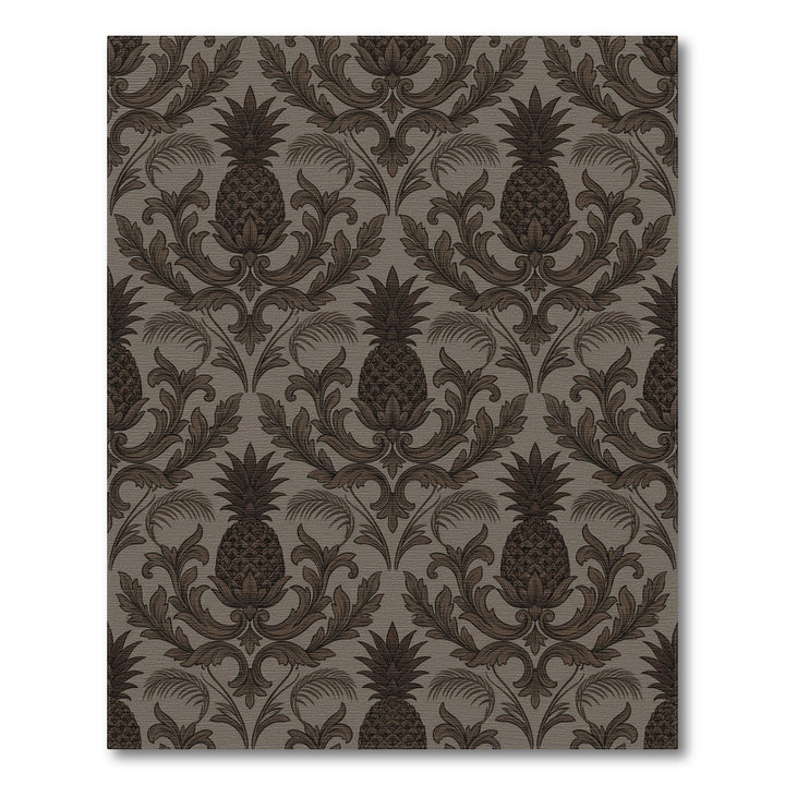 Rich Brown Pineapple Damask Rug