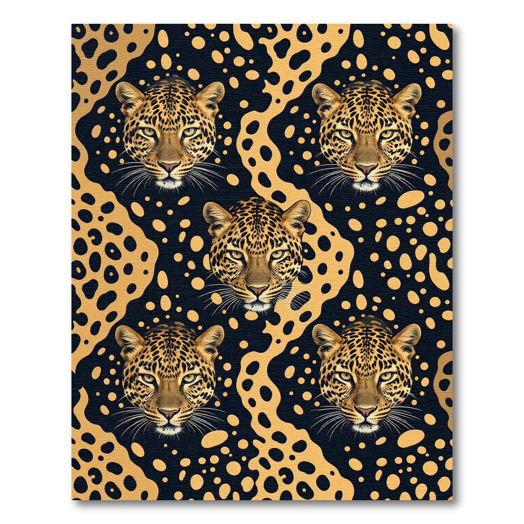 Golden Leopard Spots Dark Background Rug
