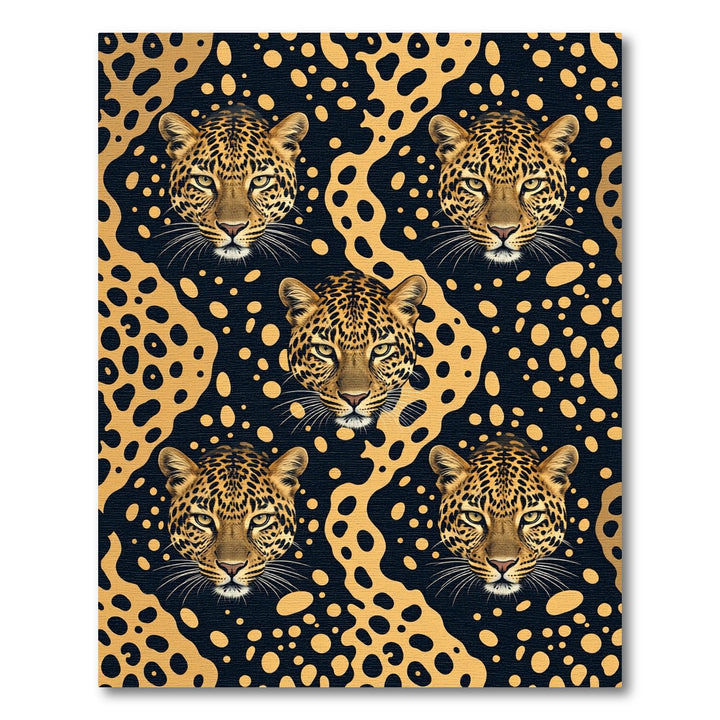 Golden Leopard Spots Dark Background Rug