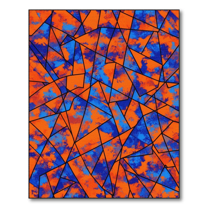 Bold Geometric Orange Blue Area Rug