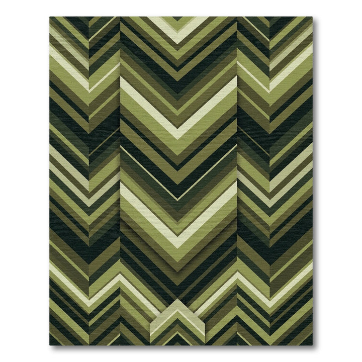 Army Green Chevron Abstract Rug