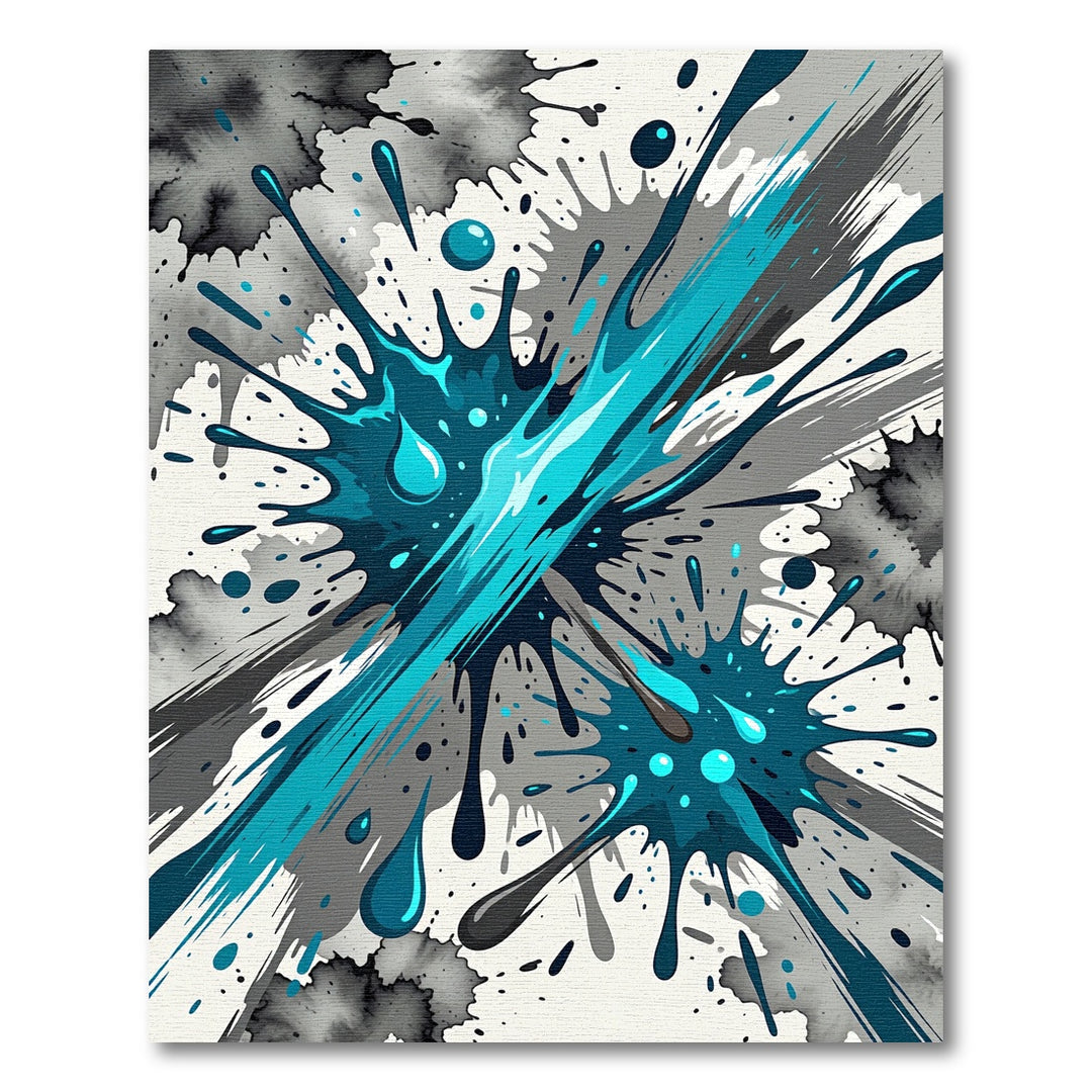Dynamic Teal Splatter Burst Rug