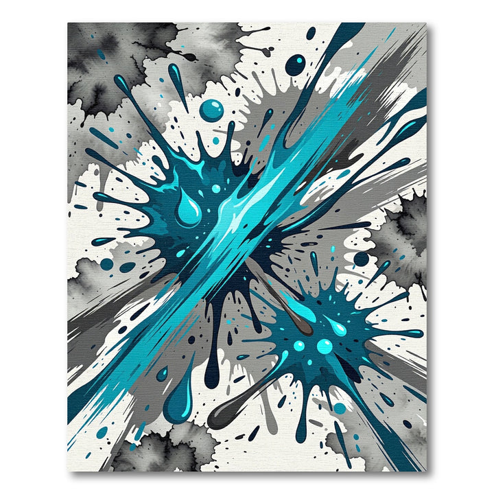 Dynamic Teal Splatter Burst Rug