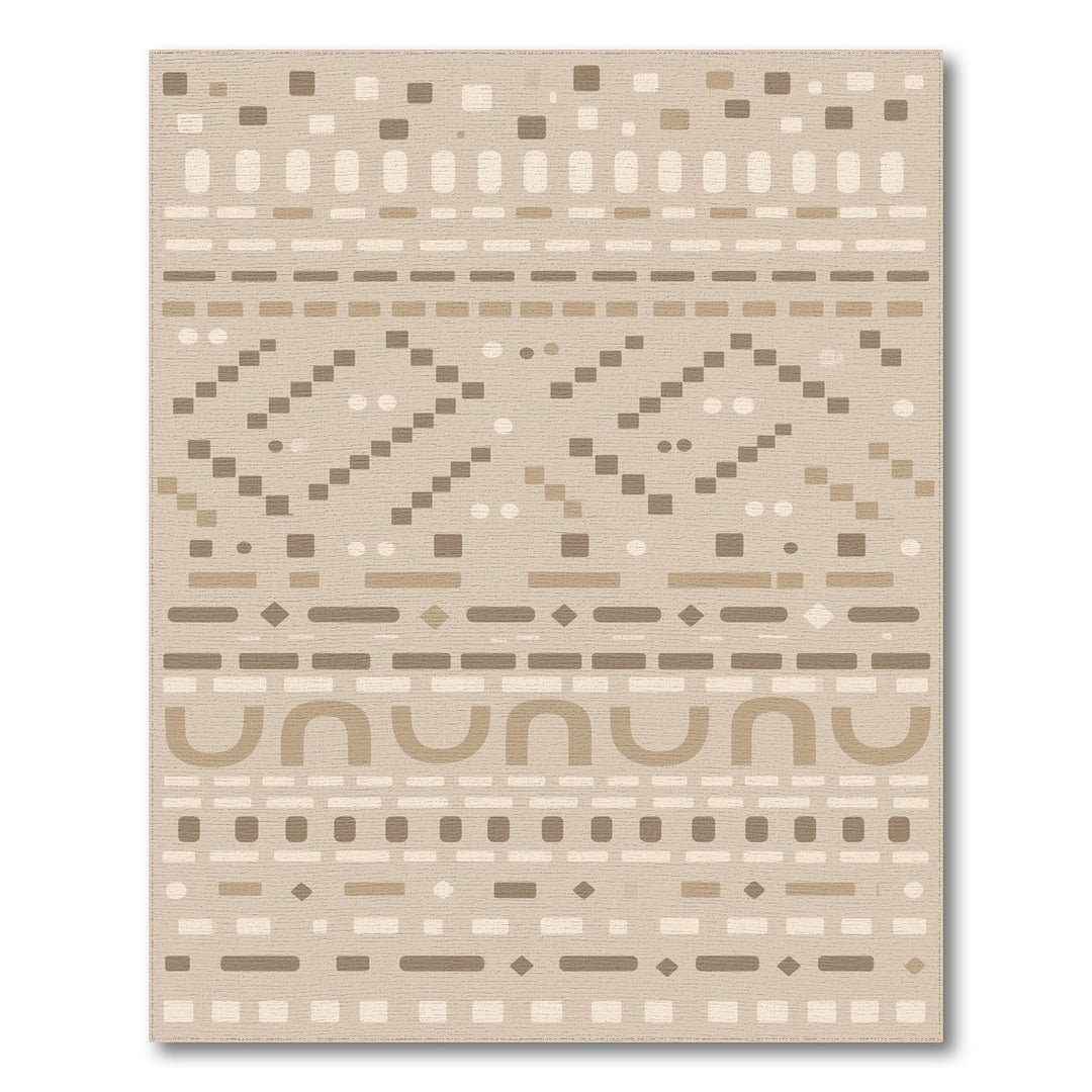 Beige Geometric Area Rug with Abstract Motifs