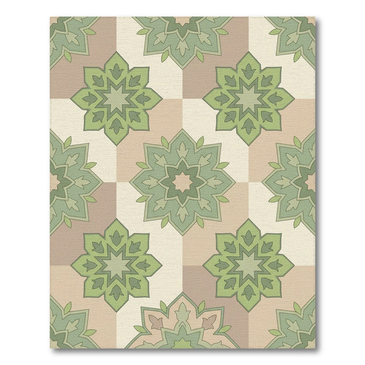 Sage Green Floral Mandala Square Rug