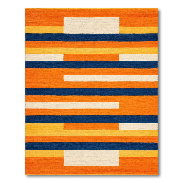 Orange Striped Geometric Area Rug