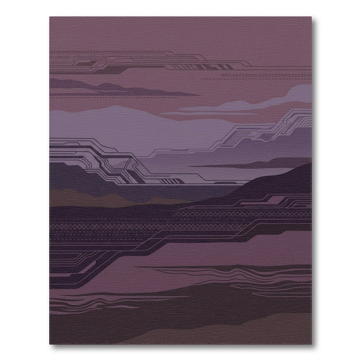 Cybernetic Plum Landscape Layers Rug
