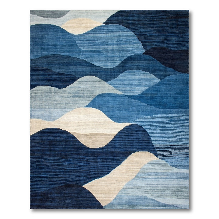 Abstract Area Wave Blue Abstract Wave Area Rug