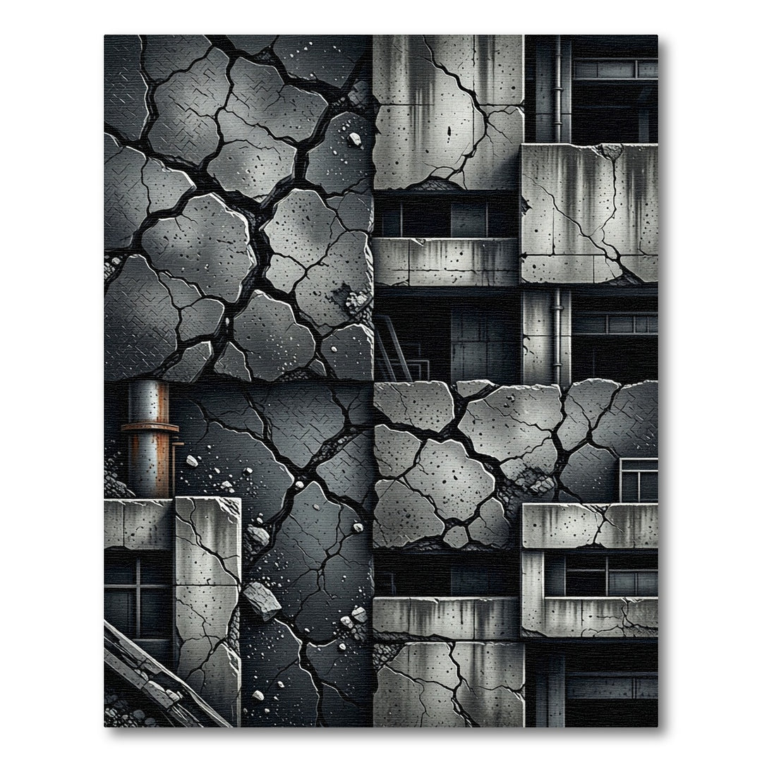 Cracked Concrete Architectural Abstract Rug