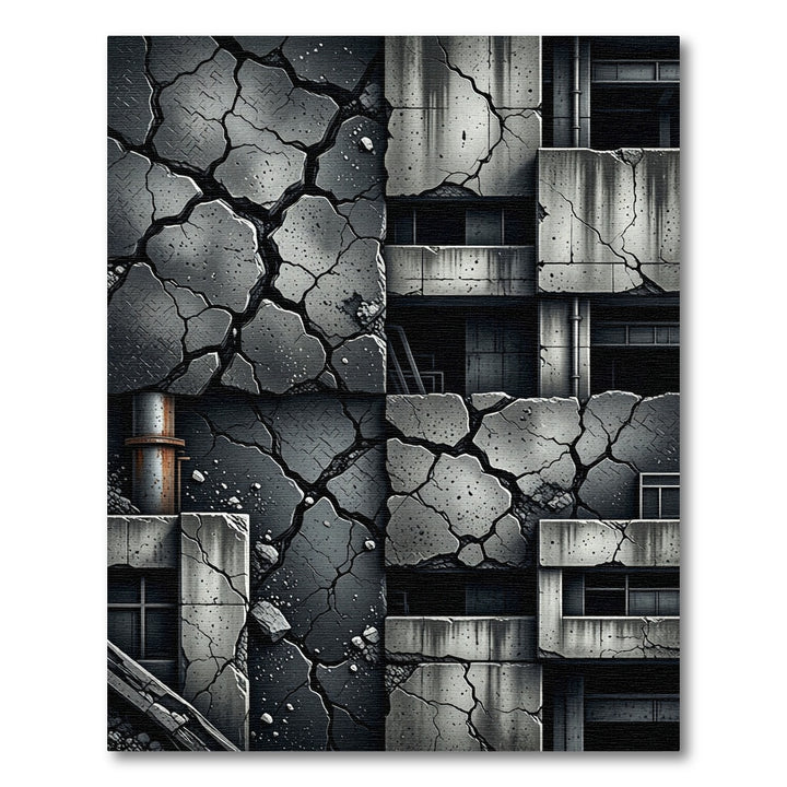 Cracked Concrete Architectural Abstract Rug