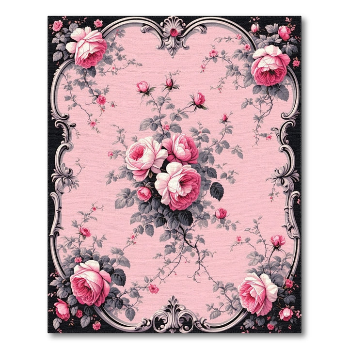 Pink Rose Ornate Floral Vintage Rug