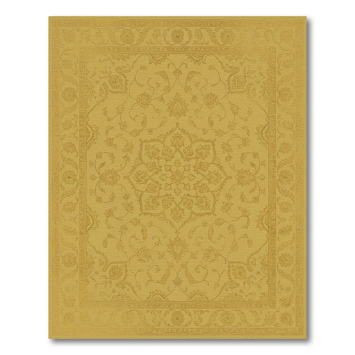 Elaborate Golden Leaf Scroll Rug