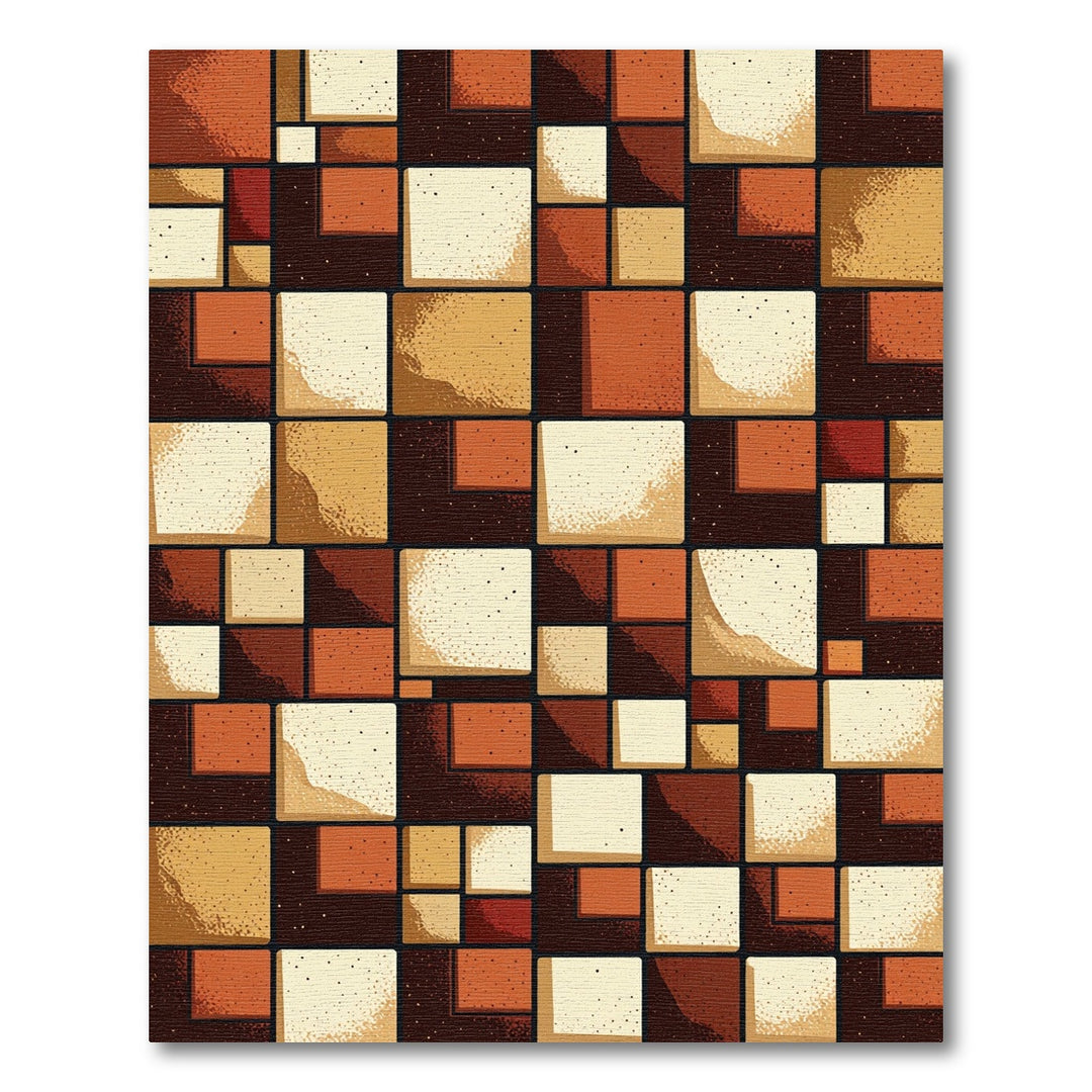 Retro Terracotta Square Aggregate Rug