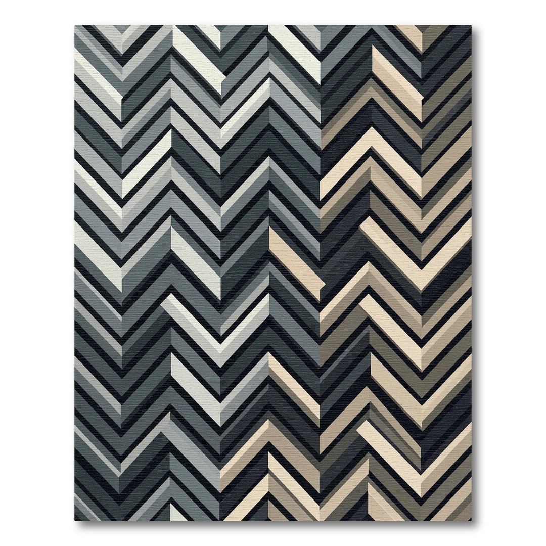 Chevron Gray Beige Illusion Rug