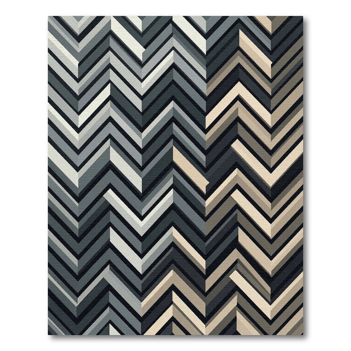 Chevron Gray Beige Illusion Rug
