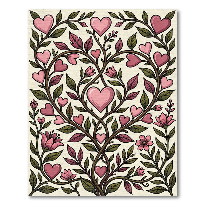 Pink Hearts Branch Blossoms Rug