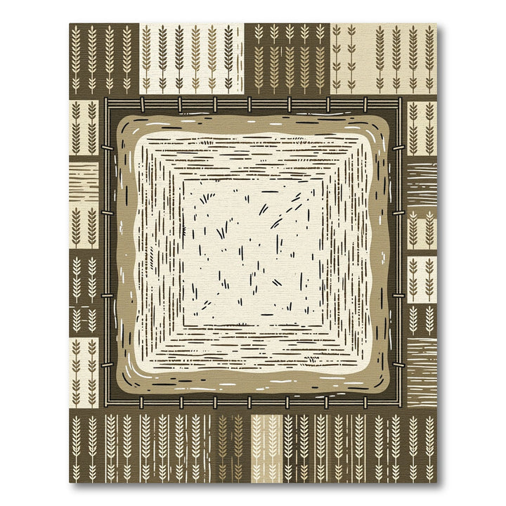 Earthy Wheat Field Square Rug
