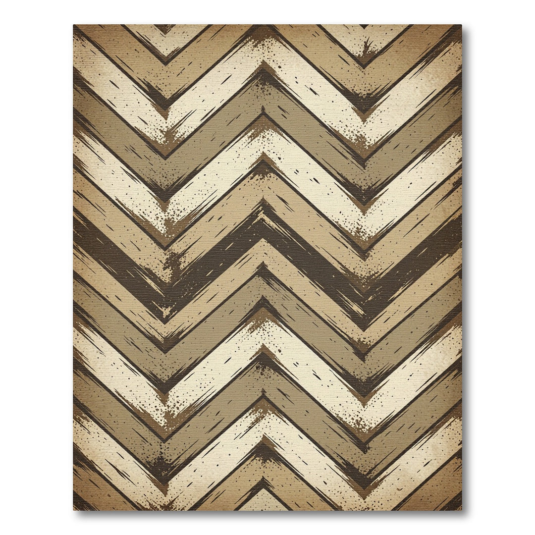 Rustic Earthy Chevron Brush Stroke Rug