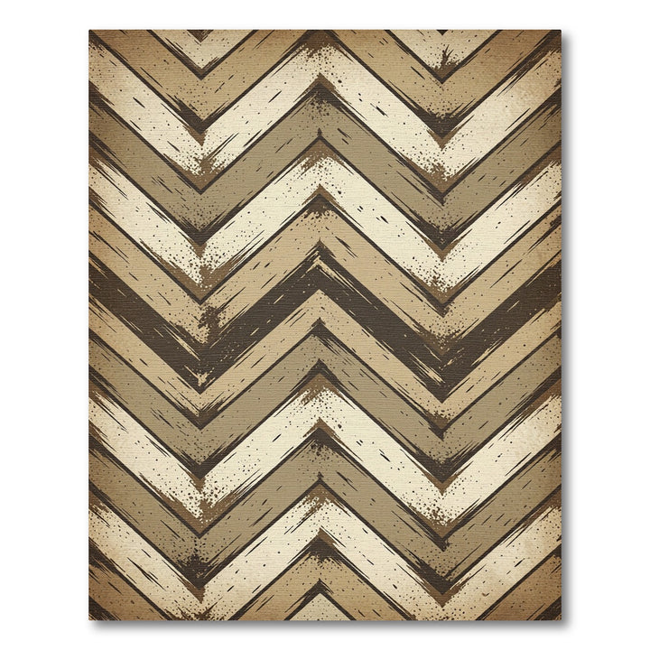 Rustic Earthy Chevron Brush Stroke Rug
