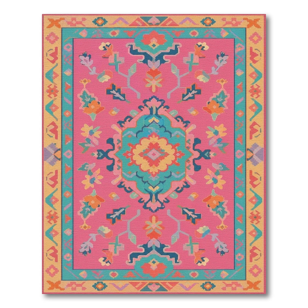 Vibrant Pink Boho Chic Area Rug