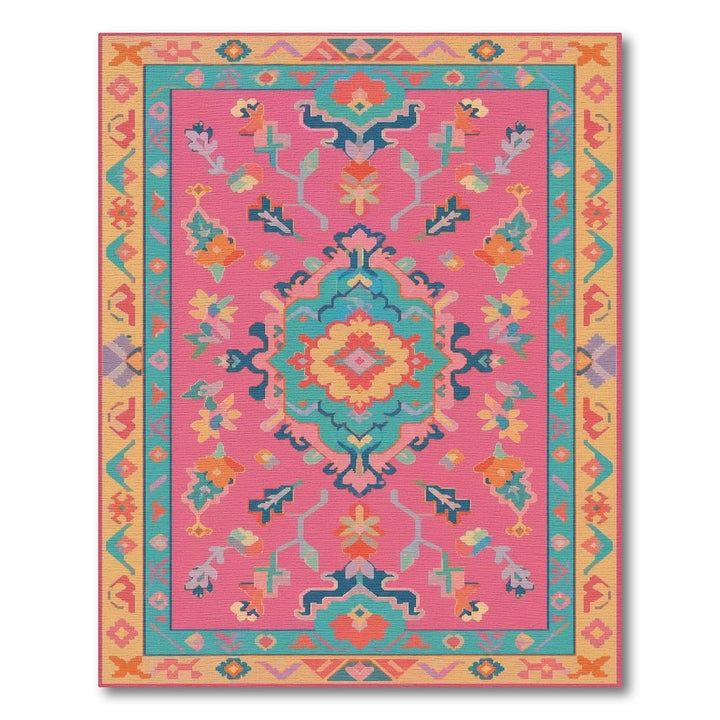 Vibrant Pink Boho Chic Area Rug