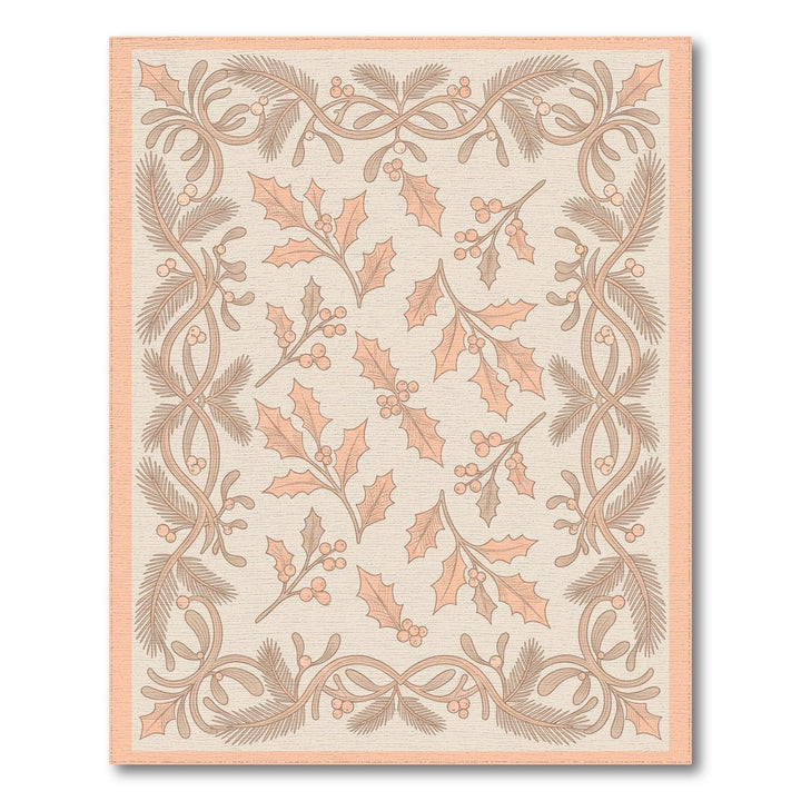 Vintage Peach Holly Berry Garland Rug