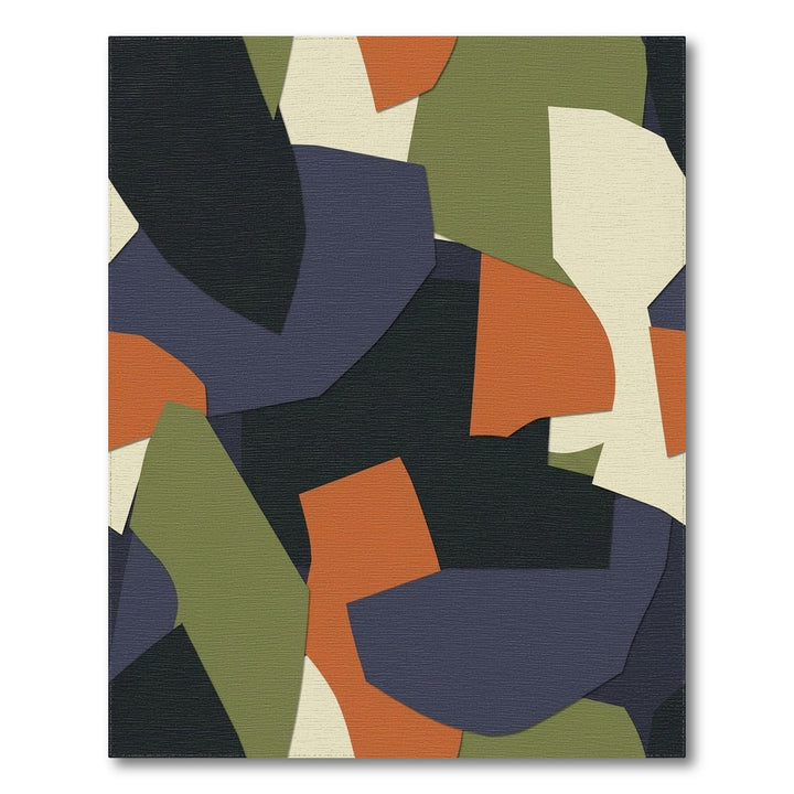 Abstract Ochre Olive Geometric Layered Rug