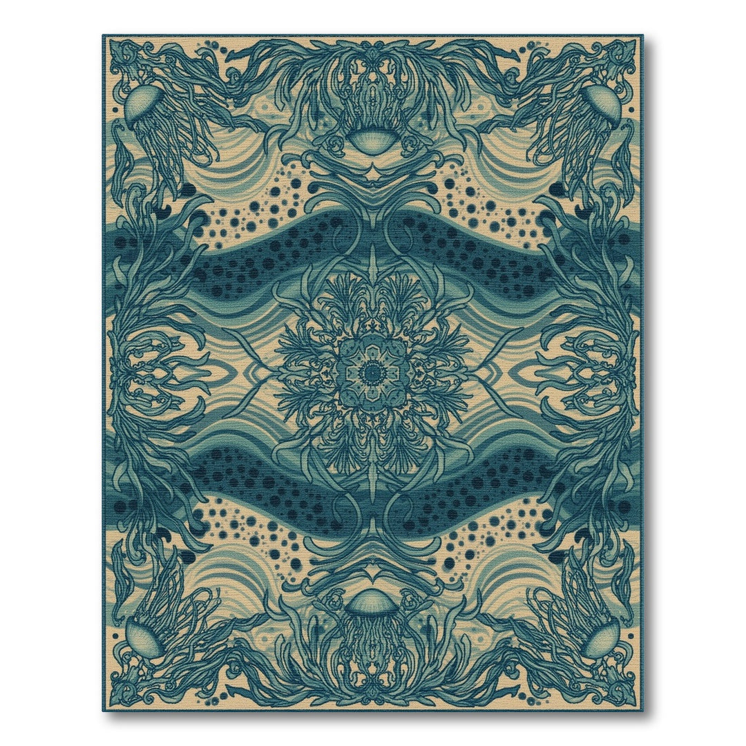 Jellyfish Teal Coastal Area Rug