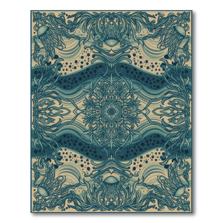 Jellyfish Teal Coastal Area Rug