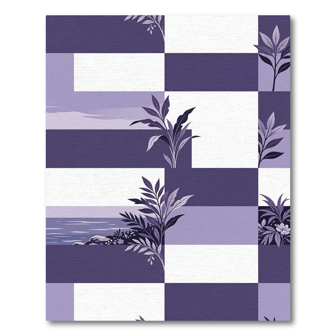 Lavender Botanical Checkered Landscape Rug