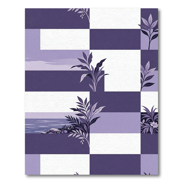 Lavender Botanical Checkered Landscape Rug