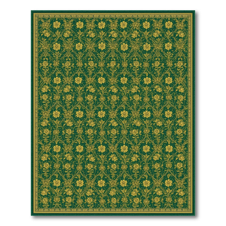 Green Gold Floral Vintage Green Area Rug