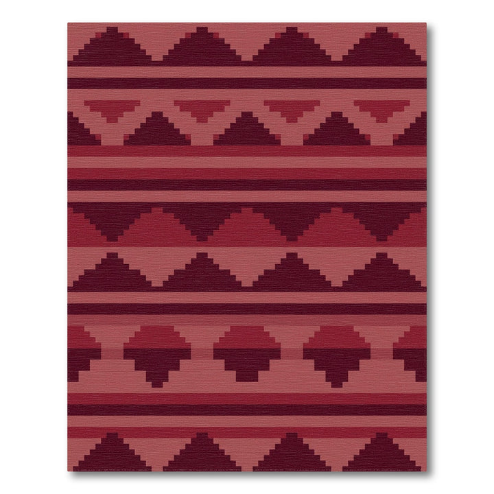 Crimson Pixelated Geometric Tribal Rug