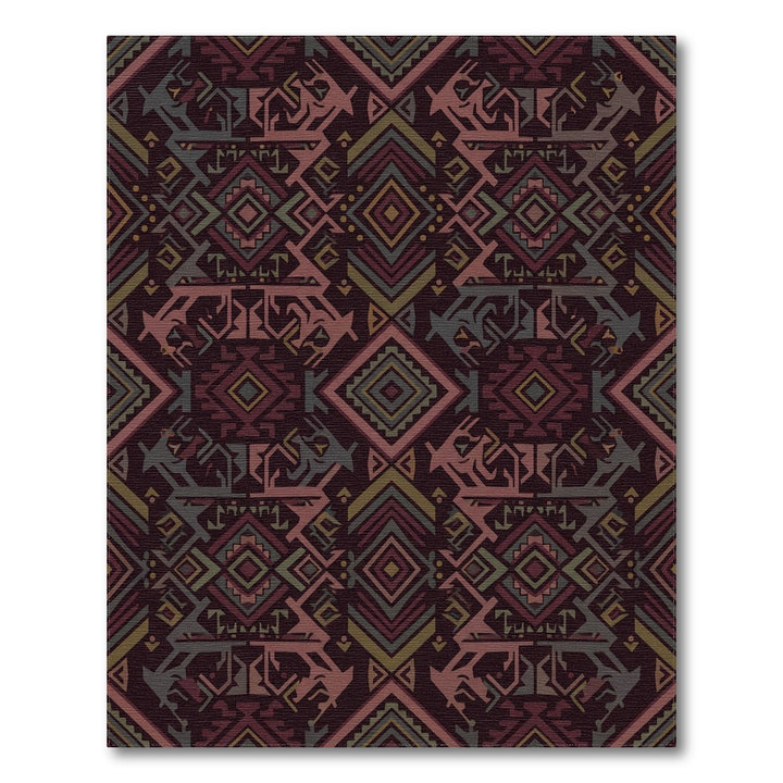 Deep Maroon Geometric Tribal Diamond Rug