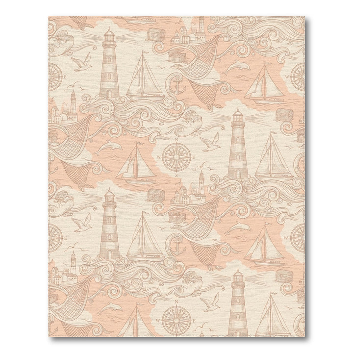 Coastal Lighthouse Sailboat Nautical Scene Rug